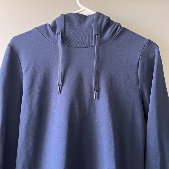EMPORIO‎ ARMANI EA7 Hoodie Sweatshirt Dress Women Small Jersey Navy Blue Luxury - Picture 2 of 14